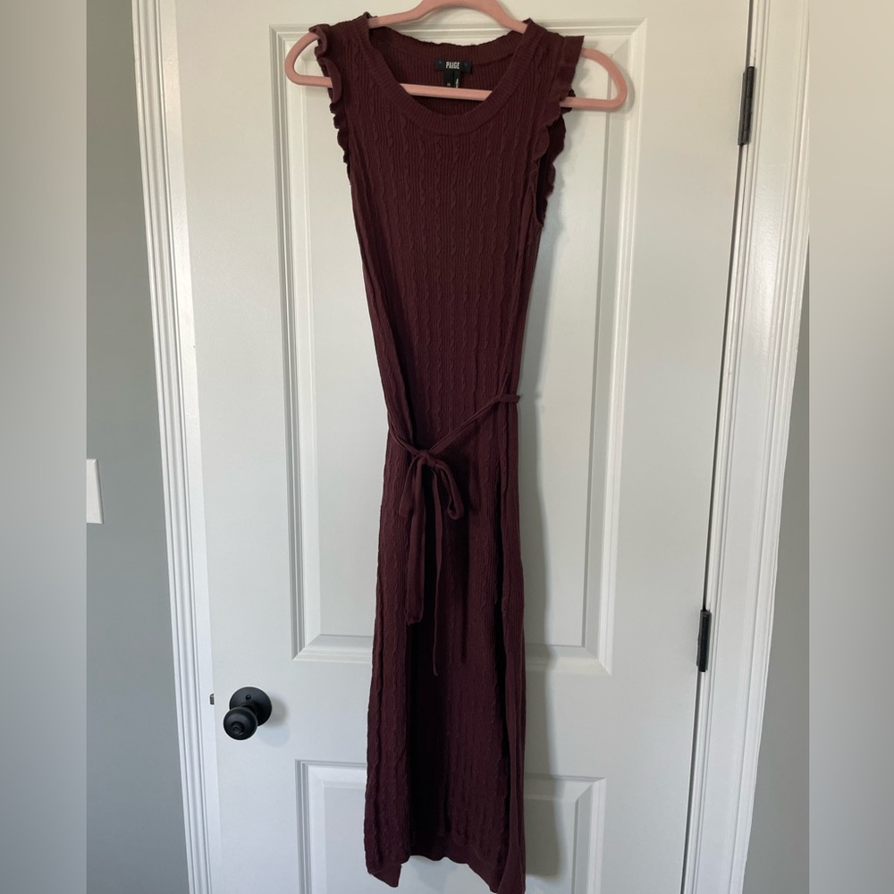 PAIGE Red Ribbed Tie Front Maxi Dress. WORN ONCE.